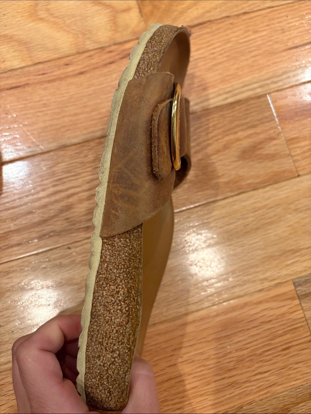 Birkenstock Women’s Brown Suede Single-Buckle Slide Sandals - Picture 7 of 8